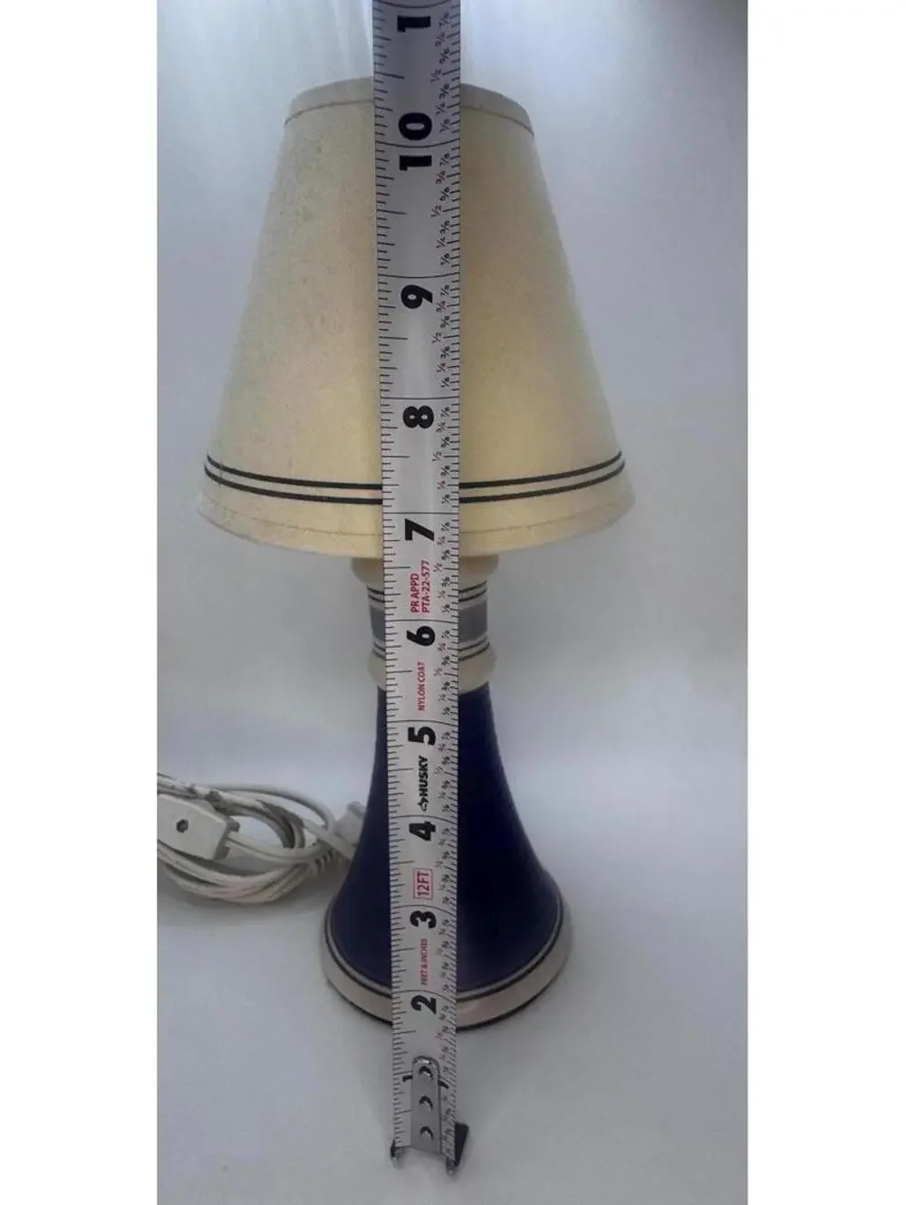 Pfaltzgraff Table Lamp Blue Ceramic Lamp with Shade Cottage Farmhouse 10.5 Inch